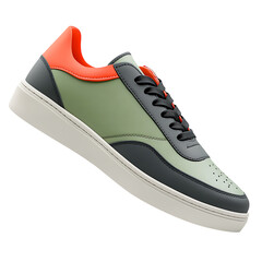 Trendy fashion sneakers with textured sole, side profile, isolated PNG.