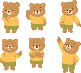 cute bear character vector illustration series