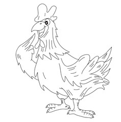 Cute cartoon hand drawn vector cute cartoon rooster outline.