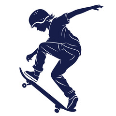 Dynamic Skateboard Silhouette: Powerful Action Pose Graphic