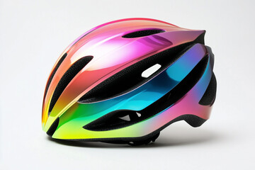 Red cycling helmet for head protection, isolated on black or white, a safe sports object