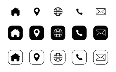 web icons set home location mail phone vector icon 