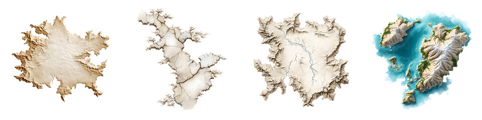 Topographic Map Collection - Isolated Island Landscapes