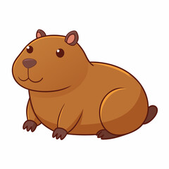 funny capybara cartoon vector illustration, animal, isolated on white background