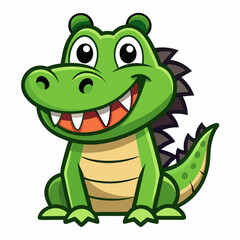 funny crocodile cartoon vector illustration, animal, isolated on white background