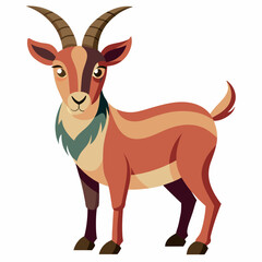 funny goat cartoon vector illustration, animal, isolated on white background