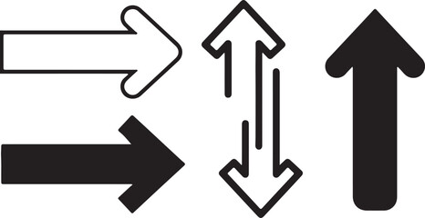 Horizontal dual sided long straight arrow signs. Black, red, stock pointer, direction, position symbol and double arrow icon isolated on white background. Vector graphic illustration 