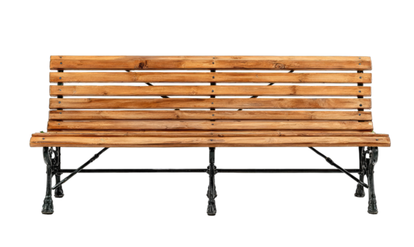 Empty wooden park bench