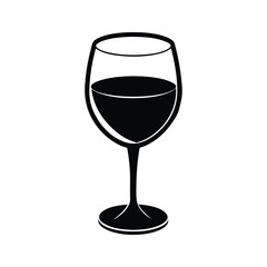 Elegant red wine in a crystal glass, isolated for a luxurious celebration drink wine glass silhouette icon vector illustration