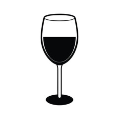Elegant red wine glasses ready for a celebration wine glass silhouette icon vector illustration