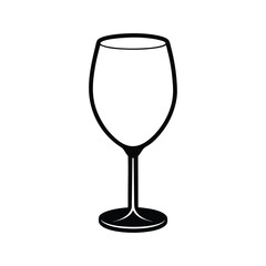 Empty wine glass isolated on white background with clear, transparent, and reflective crystal wine glass silhouette icon vector illustration