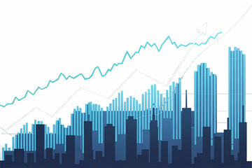 Transparent or png stock market investment trading graph growth.Trade business analytics graph and financial chart.