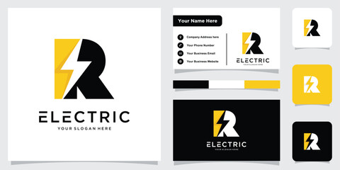 Electricity Logo Initial Letter R, creative Electricity logo letter R, R logo, Vector Illustration