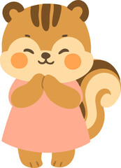 cute squirrel chipmunk character illustration clipart