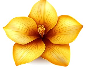 Obraz premium A beautiful yellow flower with large petals blooms on white