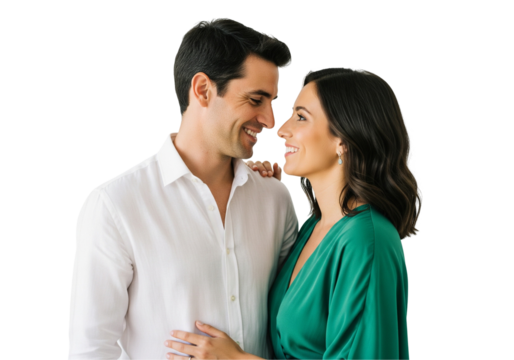 Happy young couple isolated on transparent background
