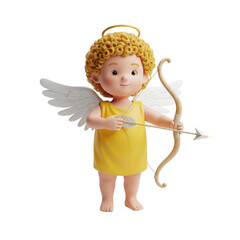 Love angel with bow isolated on transparent background