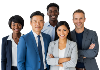 Portrait of a team of business people isolated on transparent background
