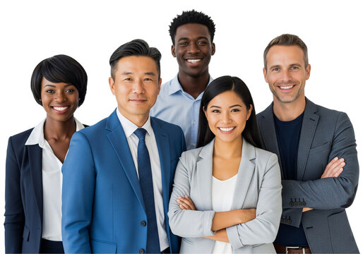 Portrait of a team of business people isolated on transparent background