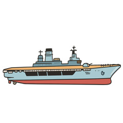 Obraz premium Aircraft carrier vector editable double-tower command ship illustration, suitable for future tech naval projects, digital displays, or game strategy artwork.
