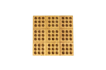 Wooden Numbers Games Board on White Isolated Background