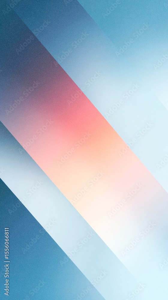 Poster abstract gradient illustration featuring soft blue and orange hues with diagonal lines creating a se