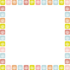 Doodle frame with colorful elements. Trendy graphic template. Cute empty frame box