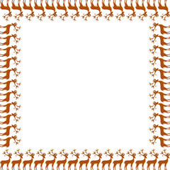Wild animal frame. Christmas reindeer template for your text. Hand drawn vector illustration