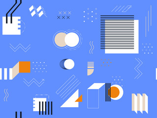 Memphis geometric seamless pattern. Memphis style wallpaper.