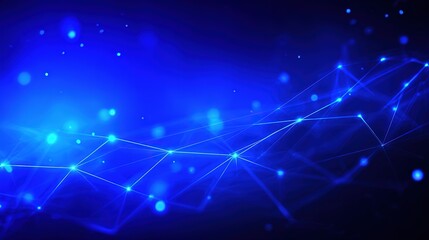 Fototapeta premium Futuristic Global Network Concept, Blue Digital Background with Glowing Lines and Dots, Abstract Technology Theme for Graphic Design.