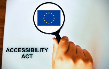 Europe flag with European Accessibility act concept, new regulation on 2025.