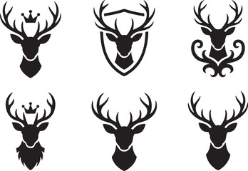 Obraz premium Elegant Stag Head Logo Collection Royal, Majestic Deer Icons for Design