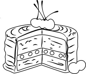 Chocolate Cake Cherry coloring page