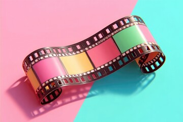 Colorful film strips with copy space