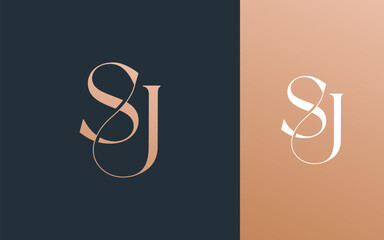 Initial letter SJ JS logo design vector illustration for couple, wedding, and business