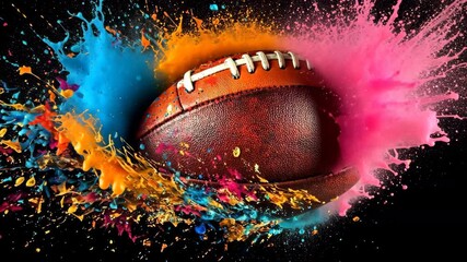 rugby ball splashing on black background - Powered by Adobe