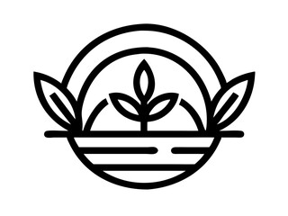 Fototapeta premium Eco-Friendly Logo Design Featuring Growth and Nature , This clean, modern logo design features stylized leaves and plants growing from a stylized field, within a circle. 