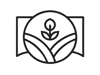 Eco-Friendly Logo Design Featuring Growth and Nature , This clean, modern logo design features stylized leaves and plants growing from a stylized field, within a circle. 