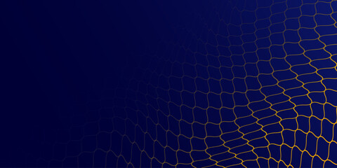 Naklejka premium Abstract net background blue and gold for sports, Mesh texture for fishing nets. Seamless pattern for sportswear or soccer goal, volleyball net, basketball hoop, hockey, athletics. Vector