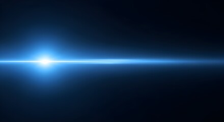 Abstract blue horizontal light beam lens flare effect background graphic overlay
