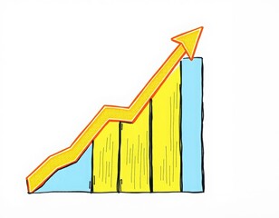 business graph with yellow arrow going up