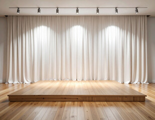 empty room with white curtains