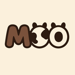Playful Cartoon MOO Logo with Cow Pattern Design.eps