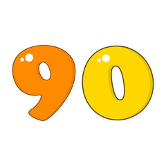 Number 90 Colorful Symbol