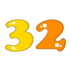 Number 32 Colorful Symbol