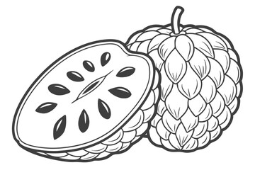 High Quality Vector Illustration of a Chirimoya Fruit with Detailed Texture