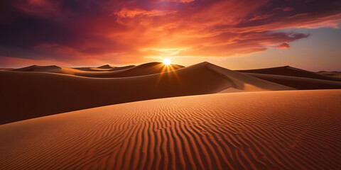 Breathtaking Sunset Over the Sahara Desert in Morocco

