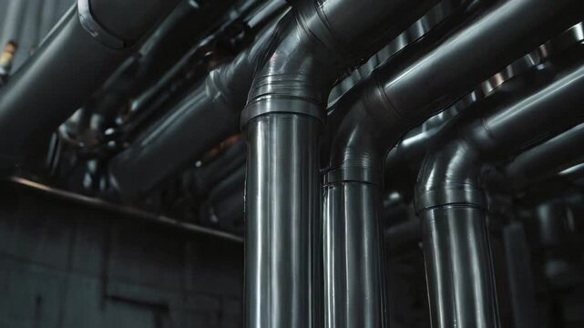 Gleaming stainless steel tubes, neatly arranged in rows inside a modern manufacturing plant, reflect industrial precision, strength, and durability, symbolizing advanced engineering