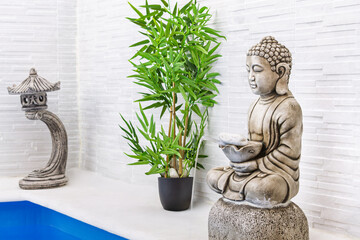 Decoración zen con Buda y bambú