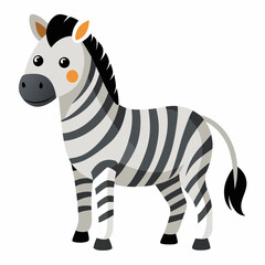 funny zebra cartoon vector illustration, animal, isolated on white background